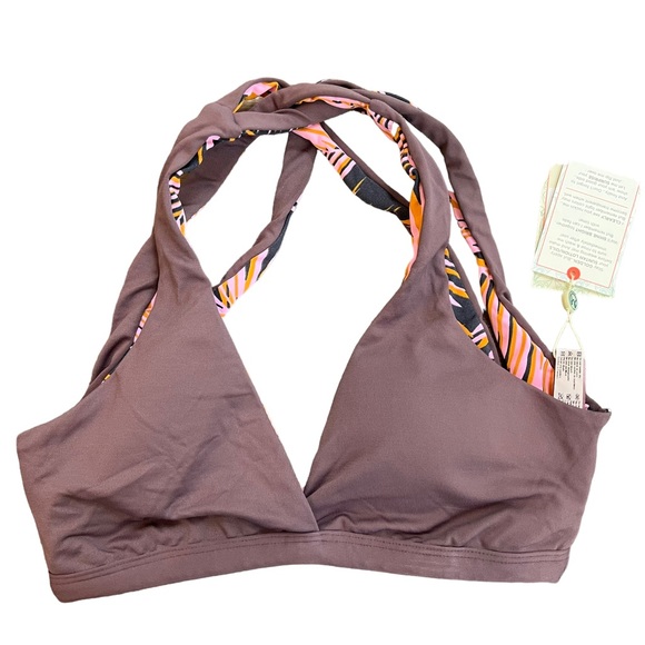 Maaji M tropical print reversible bikini top criss cross straps - Picture 2 of 10